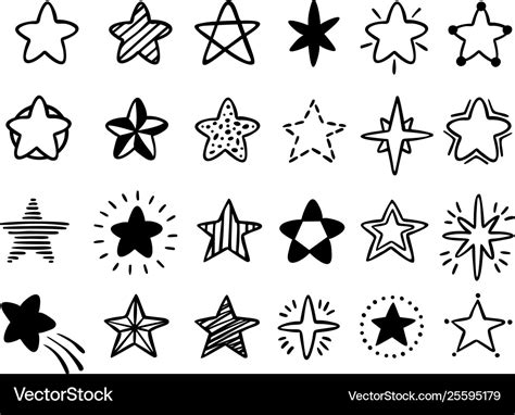 Hand drawn stars doodle drawing star starry Vector Image