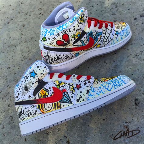 Tattooed - Custom Hand Painted Jordan retro 1's – chadcantcolor