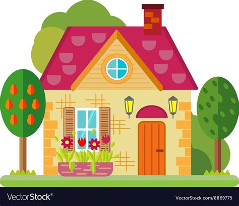 Cute colorful house vector image on VectorStock | Clay fairy house ...