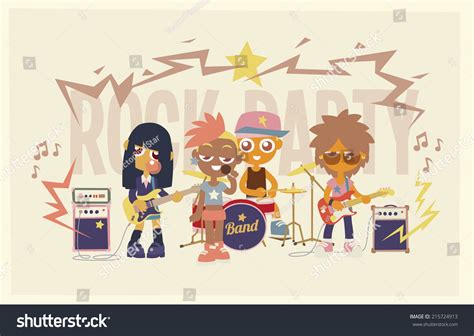 Cartoon Characters Rock Band Show, Vector Illustration. - 215724913 : Shutterstock