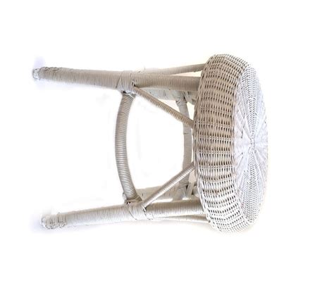 White Wicker Stool Vanity Desk Stool Side Table