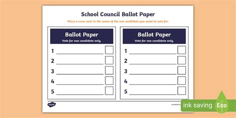 School Council Ballot Paper (l'insegnante ha fatto) - Twinkl