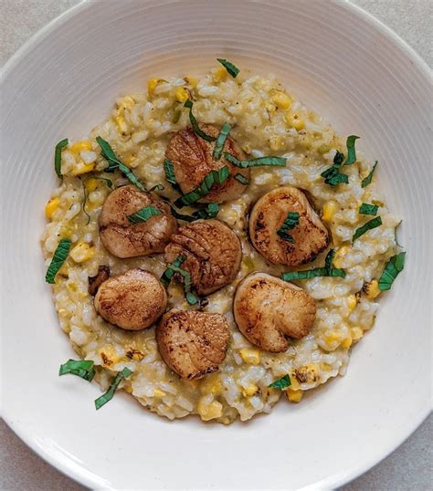 Corn Risotto and Scallops - Courtney Made