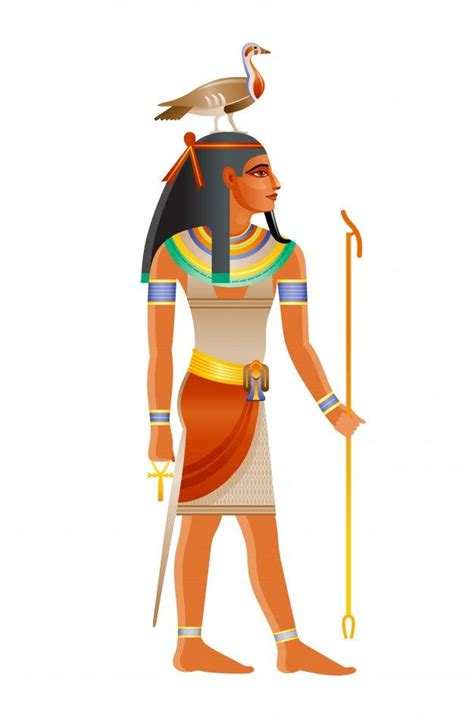 Premium Vector | Ancient egyptian god geb. deity of the earth with goose on head. ancient ...