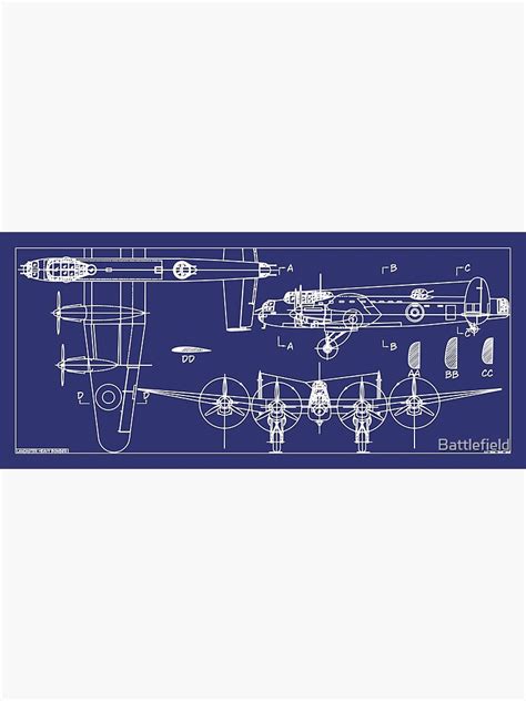 "Lancaster Bomber British WW2 Plane Blueprint Diagram Gift" Poster for ...