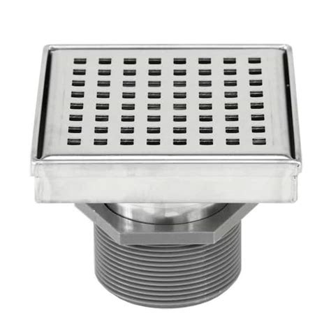 eModernDecor Shower Square Drain 4 in. Brushed 304 Stainless Steel Square Pattern Grate - Plus ...