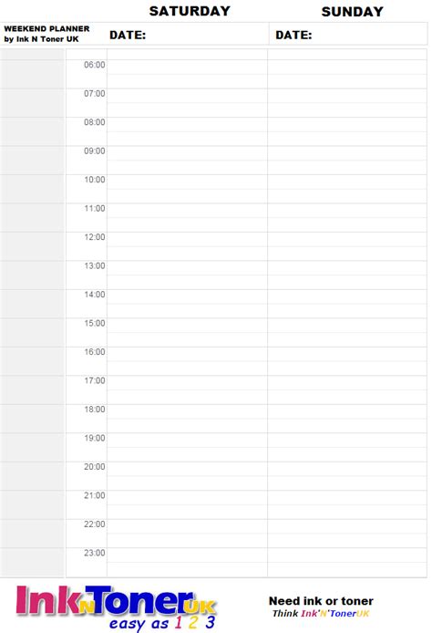 Plan your Weekend better with our Printable Weekend Planner! | Inkntoneruk News