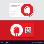 Red Business Card With Led Icon And Qr Code With Qr Code Business Card Template ...
