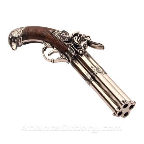 18th Century Four Barrel Flintlock Pistol Replica - Atlanta Cutlery