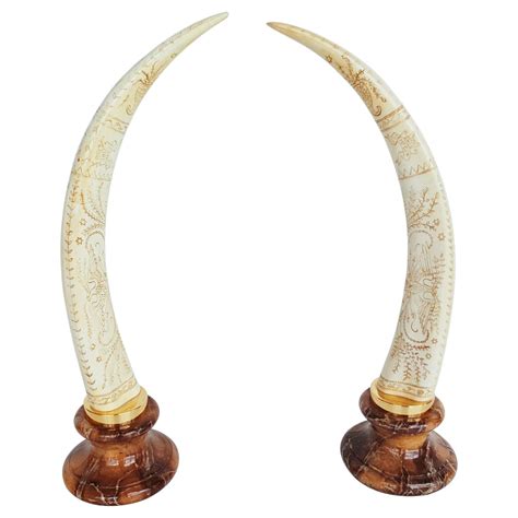 Pair of Vintage Resin Elephant Tusks, 1970s For Sale at 1stdibs