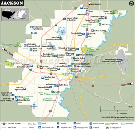 Jackson Map, Map of Jackson, Capital of Mississippi