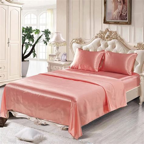 Pure Satin Silk Bedding Set Queen Twin Size 4pcs Home Textile King Size ...