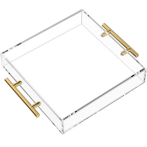 NIUBEE Clear Serving Tray 12x12 Inches -Spill Proof- Acrylic Decorative ...
