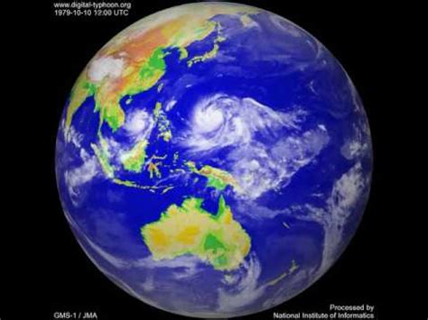 full life of Super Typhoon Tip (1979) full disk satellite imagery ...