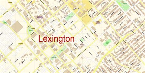 Lexington Vector Map Kentucky US detailed City Plan editable Adobe ...