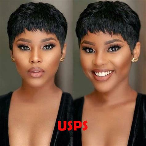 Wigs for Black Women Pixie Cut Short Brazilian Human Hair Wig Natural US STOCK · Save Real Bargains