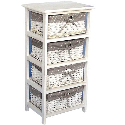 Buy Gr8 Home 4 Tier Drawers Wooden Storage Cabinet Rack Wicker Baskets ...