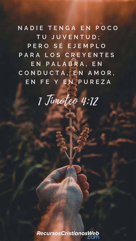 Versículos Bíblicos para Jóvenes - 1 Timoteo 4:12 | Frases dios, Versículos bíblicos, Frases ...