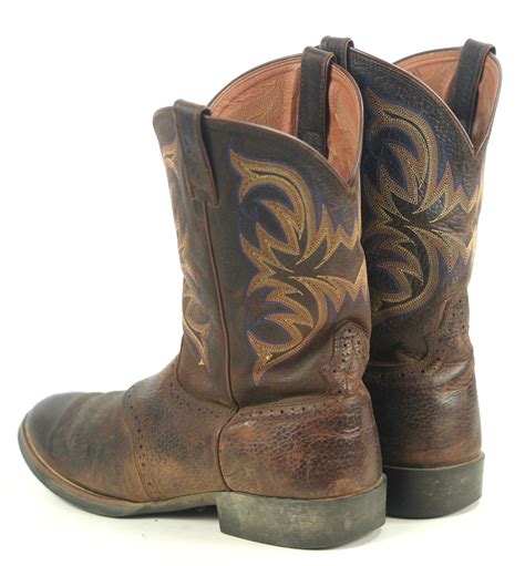 Justin Stampede Murray 7200 Brown Leather Cowboy Western Work Boots Mens 10.5 EE | oldrebelboots