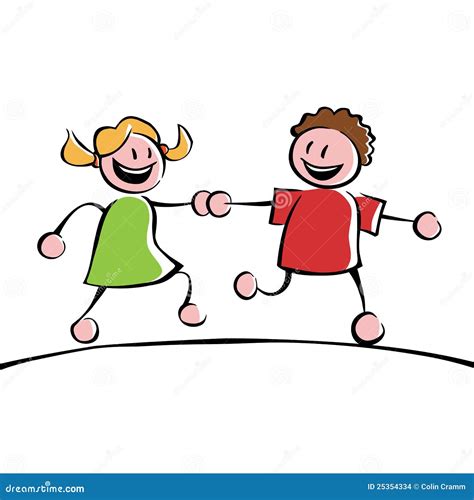 Two kids holding hands stock vector. Illustration of playful - 25354334