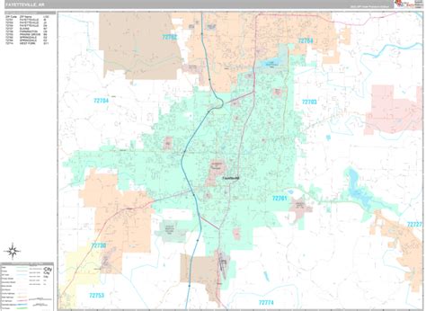 Fayetteville Arkansas Wall Map (Premium Style) by MarketMAPS - MapSales