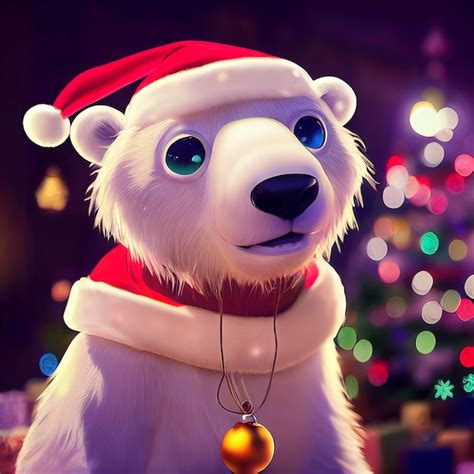 Urso polar na paisagem de natal | Foto Premium