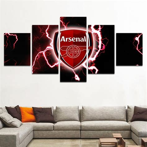 Arsenal Football Team Thunder Logo Sport – 5 Panel Canvas Art Wall Decor – Canvas Storm