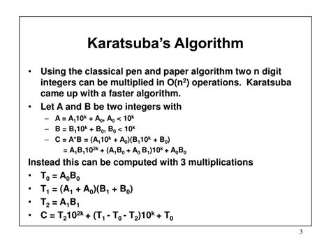 PPT - Karatsuba’s Algorithm for Integer Multiplication PowerPoint Presentation - ID:834466