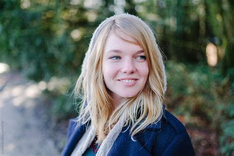 "Outdoor Close Up Portrait Of A Laughing Young White Woman" by Stocksy ...