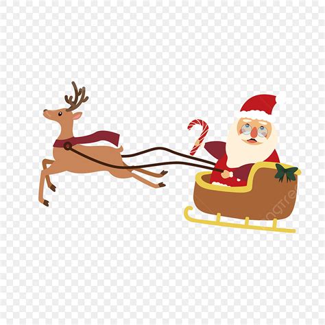 Santa Sleigh Vector Art PNG, Fawn Santa Sleigh Clip Art, Santa Sleigh Clipart, Santa Claus, Sled ...