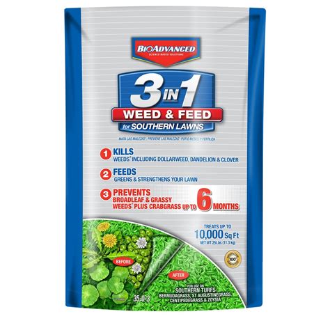 BAYER ADVANCED 3 in 1 Weed and Feed for Southern Lawns 25-lb 10000-sq ...