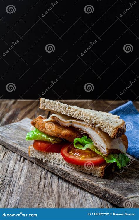 Breaded chicken sandwich stock photo. Image of american - 149802292