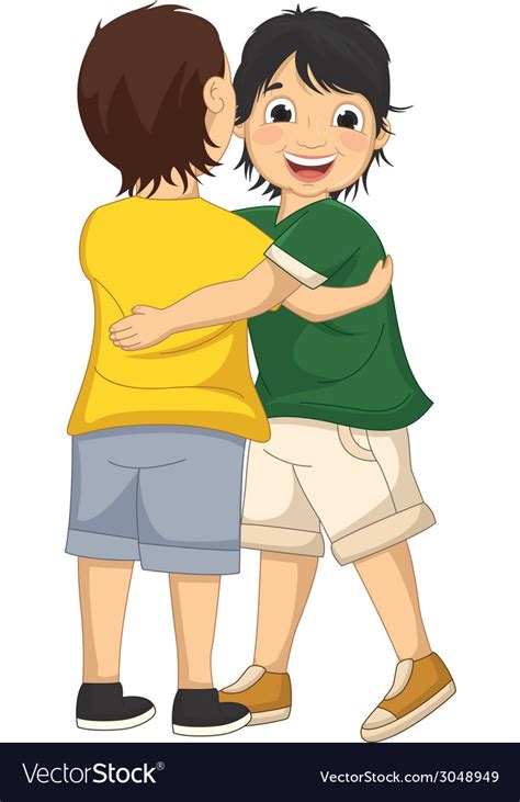 Two boys hugging each other Royalty Free Vector Image