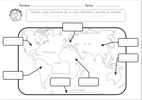 mapa por continentes sin nombre | Spanish teaching resources, Social ...