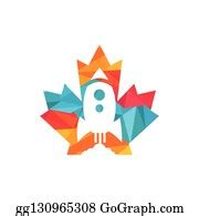2 Maple Leaf And Rocket Vector Logo Design Clip Art | Royalty Free - GoGraph