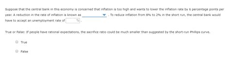 Solved 7. The costs of disinflation The following graph | Chegg.com