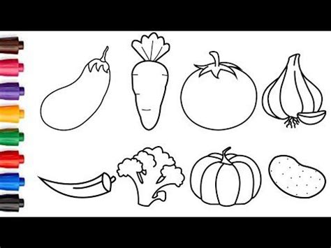 How to Draw Vegetables Easy - Drawing and Coloring 8 Vegetables for Kids | Kids vegetables ...