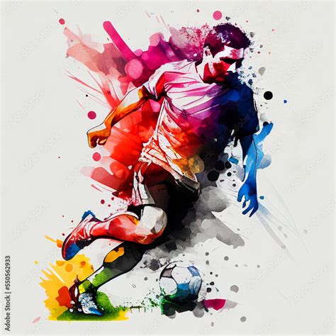 Watercolor football player. Soccer poster. Abstract football background ...