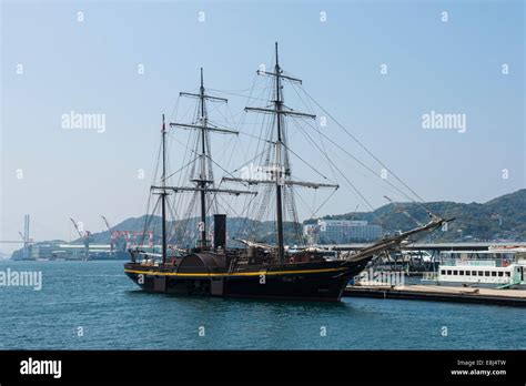 Old sailing ship, Nagasaki harbour, Japan Stock Photo - Alamy