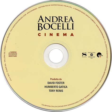 Carátula Cd de Andrea Bocelli - Cinema (Deluxe Edition) - Portada