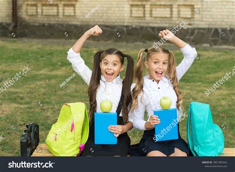 Happy School Friends Little Girls Having Stock Photo 1801385542 ...