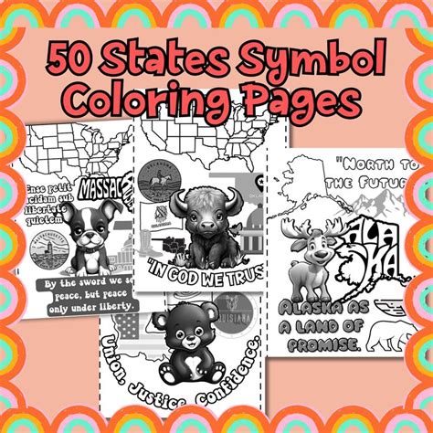 50 States Coloring Pages/ 50 states worksheet | State symbols, Us state ...