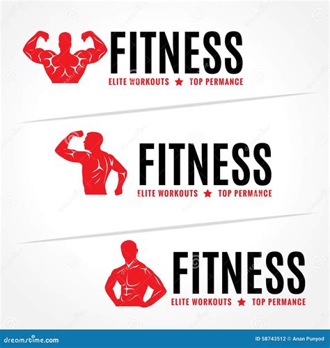 Red Body Men S Muscle Strength - Fitness Logo Vector Design Stock Vector - Illustration of ...