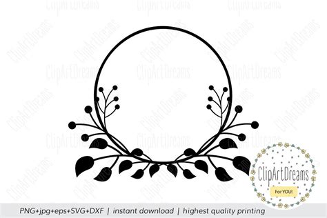 Floral SVG Circle Floral Monogram Frame cutting file (522365 ...