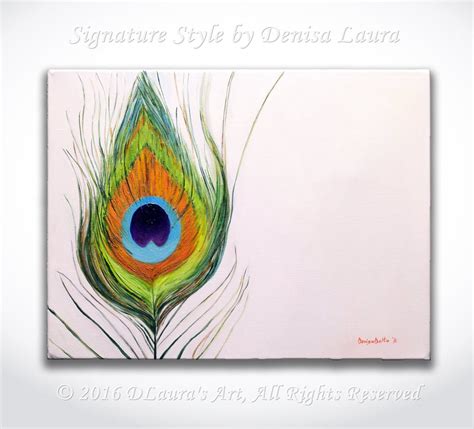 ORIGINAL Oil Painting Peacock Feather on White Gallery