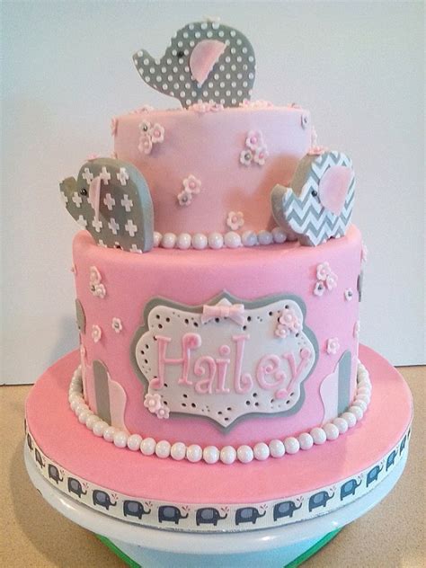 Baby Girl Elephant Baby Shower Cake - CakeCentral.com