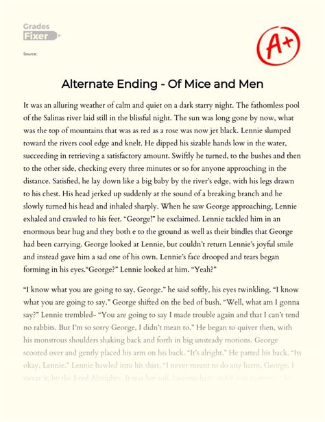 Alternate Ending - of Mice and Men: [Essay Example], 753 words