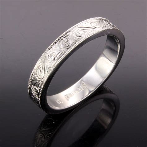 Hand Engraved Silver Wedding Band - Etsy