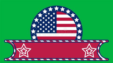 Usa Flag Sticker on Green Screen with Copy Space Stock Illustration ...