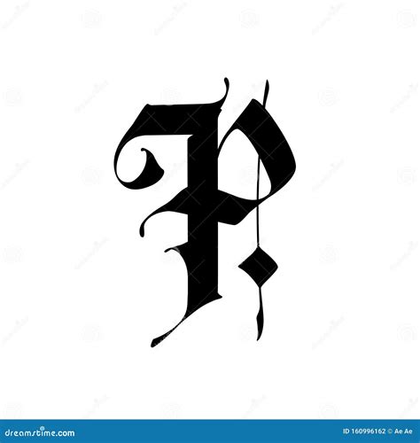 Letter P, in the Gothic Style. Vector. Alphabet. the Symbol is Isolated ...